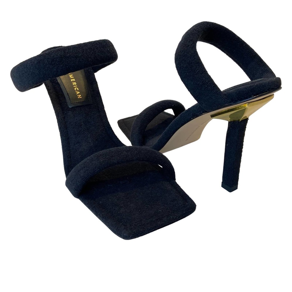 Good American Black Heels with Gold Accent